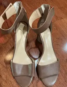Vince Camuto Block Heel Ankle Strap Shoes Brown Size 11