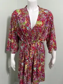 Josie Natori Rainbow Floral Open Front Robe