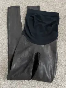Spanx Mama‎ Faux Leather Pregnancy Over The Belly Maternity Leggings in Black XS