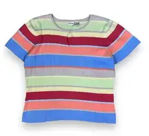 Vintage Cherokee Ribbed Tee Shirt Womens XL‎ Multi Color