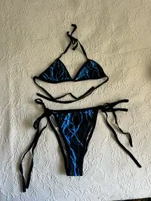 Rave 2 Piece Set Black and Blue Lightning  