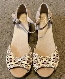 Womens Toms Stucco Woven Platform Wedge Ankle Strap Sandals Size 7‎