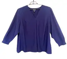 Lands End V-Neck Career Womens 3X Minimal Office Pleat Capsule Wardrobe Stretch