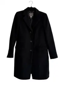 J.Crew Black Wool Coat Womens 6 Nello Gori Long Tailored Overcoat Peacoat Jacket