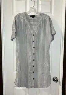 Sanctuary Black/White Striped Split V Neck Button Front Dress size XS