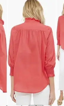 Tuckernuck Poppy Red Teagan Popover Blouse Top Ruffle Elastic Cuff Size Medium