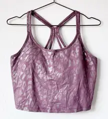 Calvin Klein Performance Print Strappy Back Scoop Neck Crop Top Sportsbra Sz XL