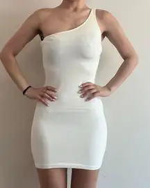 Bebe White  Y2K One Shoulder Dress