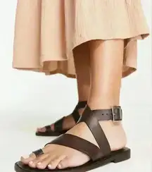 Free People Romeo Leather Wrap Sandals Mocha Brown $98 Fairy Peasant Hippie