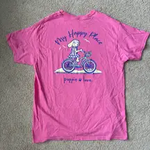 Pink Short Sleeve Tee with Playful Puppie Love Graphic