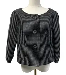The Limited Black & White Square 100% Cotton 3/4 Sleeve Bolero Jacket Sz L New‎