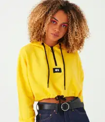 Lazy Oaf Yellow Cropped Hoodie Size SM