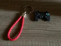 Black Controller Style Keyring With Braided Keychain