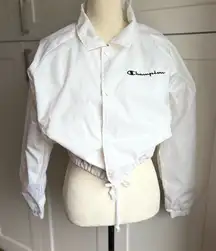 Champion Women's Cropped Coaches Jacket White Size M Casual Button-Up