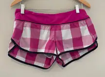 Lululemon Run: Speed Shorts Size 8 Gros Gingham Reflective Raspberry 19918