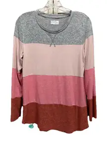 Maurices Pink/Gray Sweater Long‎ Sleeve Round Neck Size S Soft Lightweight