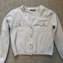 Tthari Women's Cream Cardigan Sweater