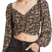 NWT Nordstrom Elodie Floral Crop Long Sleeve Shirt Blouse