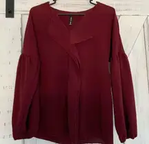 Burgundy/Crimson Ruffle Blouse 