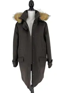 SOIA & KYO  Annick Classic Wool Coat with Coyote Fur Trim