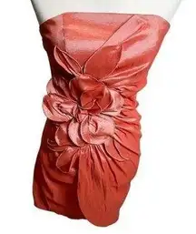 Sequin Hearts  Strapless Dress Juniors Size 5 Rose Bodycon Stretch Orange Salmon