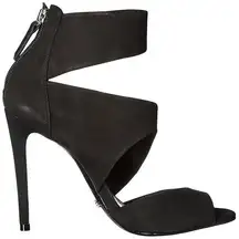 Schutz  Vladi Black Nubuck Spiral Strappy Open Toe High Heel Stilettos