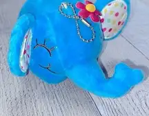 Adorable blue elephant plush keychain