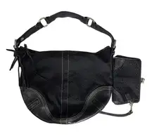 Y2K Coach Soho Signature Slouchy Hobo Black Jacquard with bonus Matching Wallet
