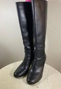 Cole Haan Black Leather Boots women's size 8 B with back zipper