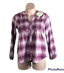 NWT Knox Rose Red Plaid Flannel Top Large