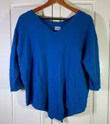 Oh My Gauze 3 Women's Top Size 16 XXL Royal‎ Blue Cotton Cruise Beachy Vacation