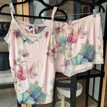 SOMA Pajamas set cool nights shorts tank top lace cami mystical blooms rose