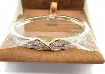 New Women’s Sterling silver CZ infinity love bangle clamp bracelet