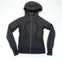 Lululemon Scuba Houndstooth Full Zip Hoodie Jacket Womens Size 6 Gray Ombre