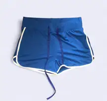 Blue white micro mini drawstring sporty active gym shorts. Measurement in pics