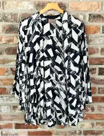 Bel Kazan Black White Printed Open Kimono Cover Up