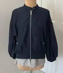 Zara Basic Navy Shirtail Windbreaker Jacket