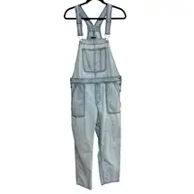 Gap Women’s Slouchy Cropped Light Wash Denim Overalls - Size M