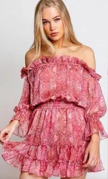 MISA LOS ANGELES Washed Rose Pink Danae Floral Blouson Mini Dress Sz XS NWT