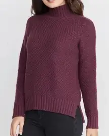 Marine Layer Julie Turtleneck Sweater Burgundy Textured Knit Size Small FLAW