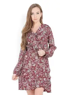 Womens Forever 21 + A-Line Burgundy Floral Print V Neckline Romper - Sz 3X