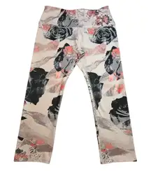 Apana Women's Medium Floral Print Capri Leggings Yoga Athletic Workout Pants #‎