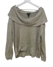 Lane Bryant plus size 22/24 long sleeve cowl neck light weight sweater cream oat