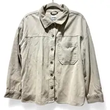 Kensie Beige Corduroy Shacket Jacket Size L Button Front Pockets