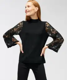 Chico’s Mock Neck Knit Lace Bell Sleeves Pullover Sweater Size 4 (XXL) Feminine 