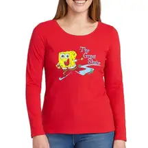 Nickelodeon SpongeBob The Great Skate Long Sleeve Shirt Red Yellow‎ Juniors XL