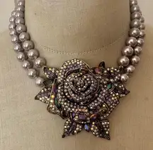 Heidi Daus x Disney Beauty and the Beast Rose Statement Necklace