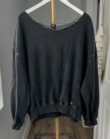 BDG Acid Wash Wide Neck Oversized Sweater Charcoal Gray Size Medium
