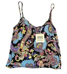 NWT Haute Hippie Black Paisley Cami Tank Top Size XS