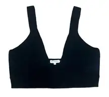 Good American 6 US 2X Black Ribbed Sweater Bralet Crop Top Plunge Neck NWT Sexy